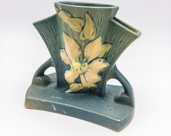 Beautiful Roseville Ceramic Handpainted Triple Neck Indoor Planter