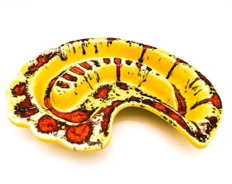 Beauty of a Mid Century Drip Glaze Yellow and Red  Ashtray/Trinket Dish