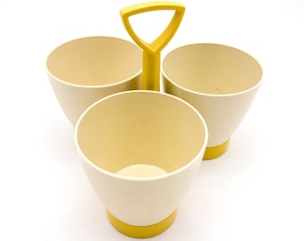 Lovely Conjoined Yellow and Chestnut Appetizer Trio Bowls