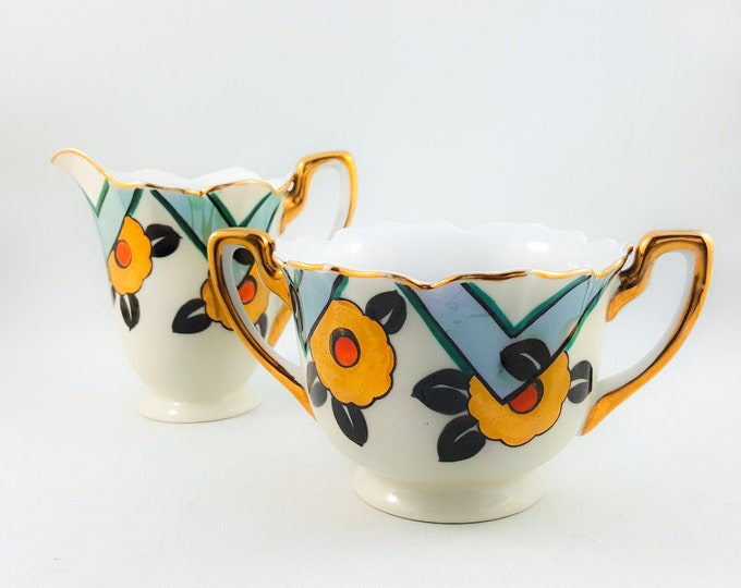 Stunning Paragon Design Deco-esque Cream and Sugar Bowl