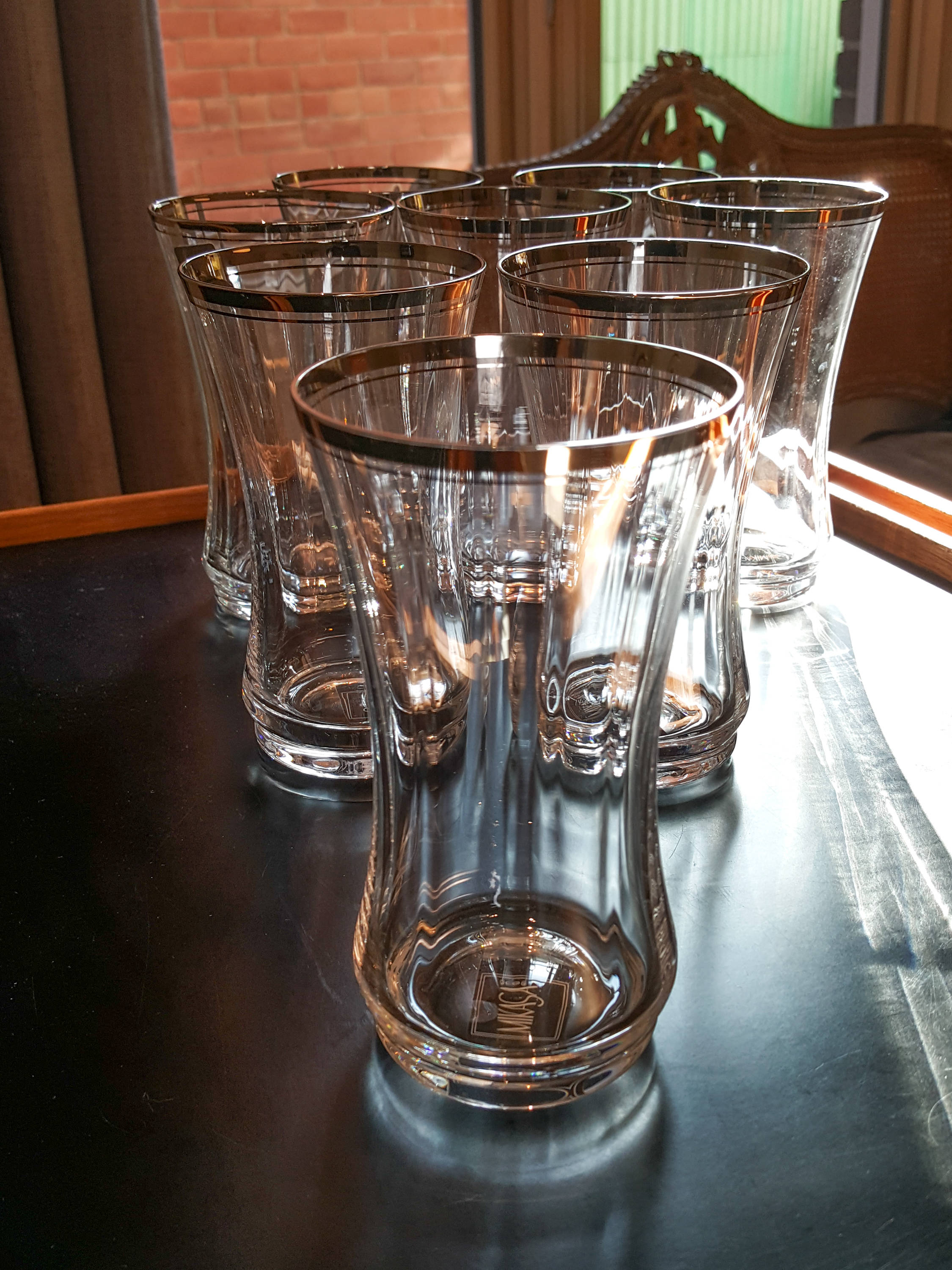 Mikasa Arctic Lights Platinum Crystal Highball Glasses/Executive