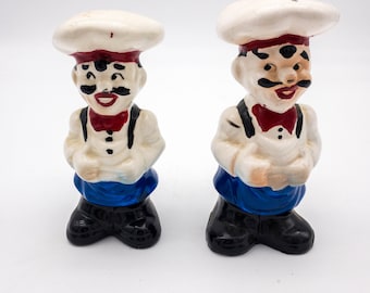 Vintage Tall Pizza Chef Salt and Pepper Shakers