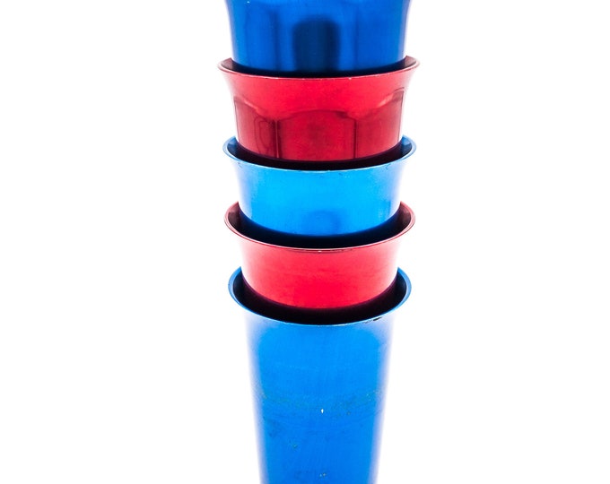 Shiny Colorful Anodized Aluminum multi-colored tumblers Set of 5