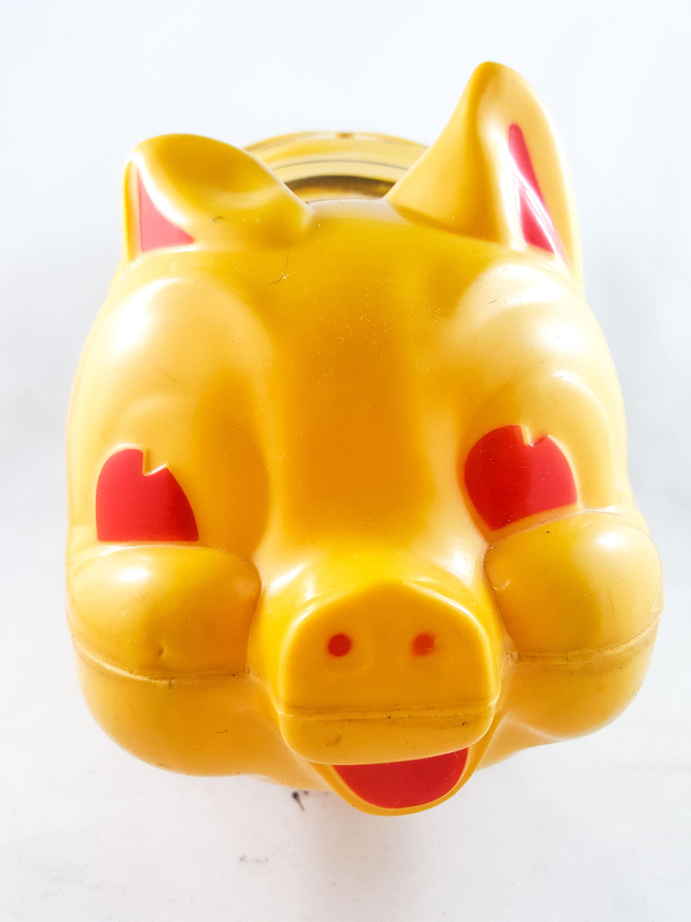 Classic Plastic Piggy Bank in Yellow Jumper Plastic Pig Figurine Bank