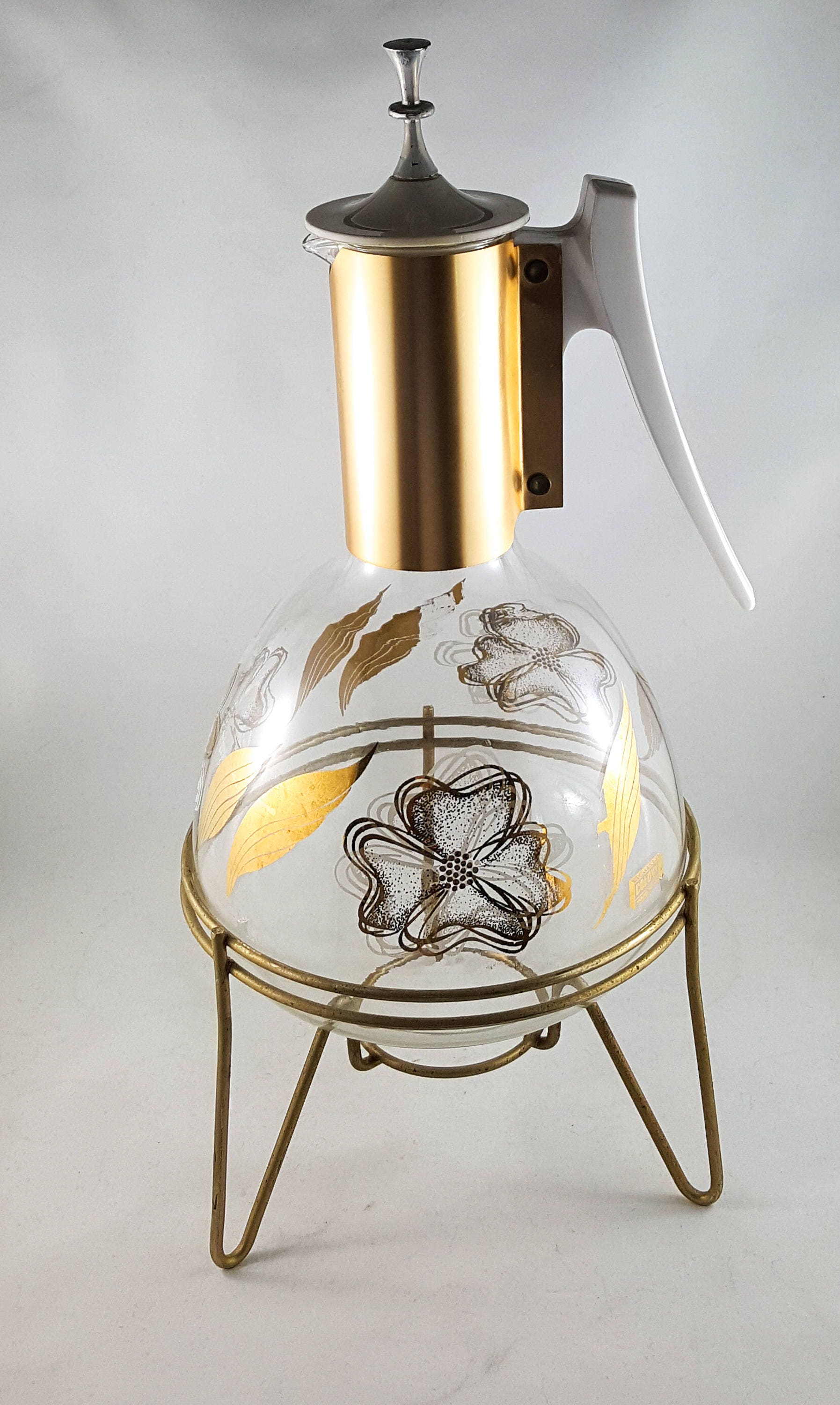 Vintage Coffee Carafe and Brass Warmer