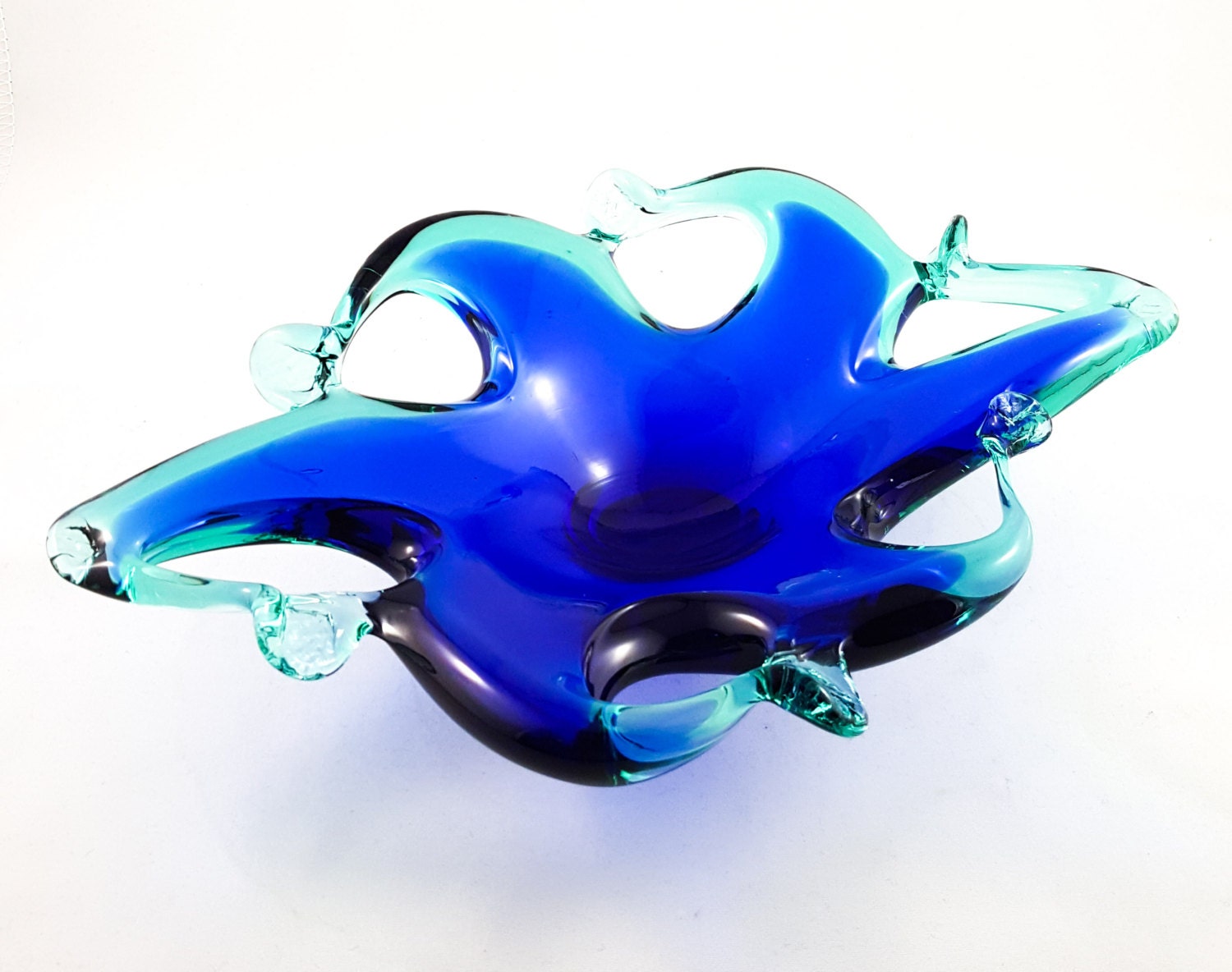 Stunning Blue and Green Murano Glass Dish