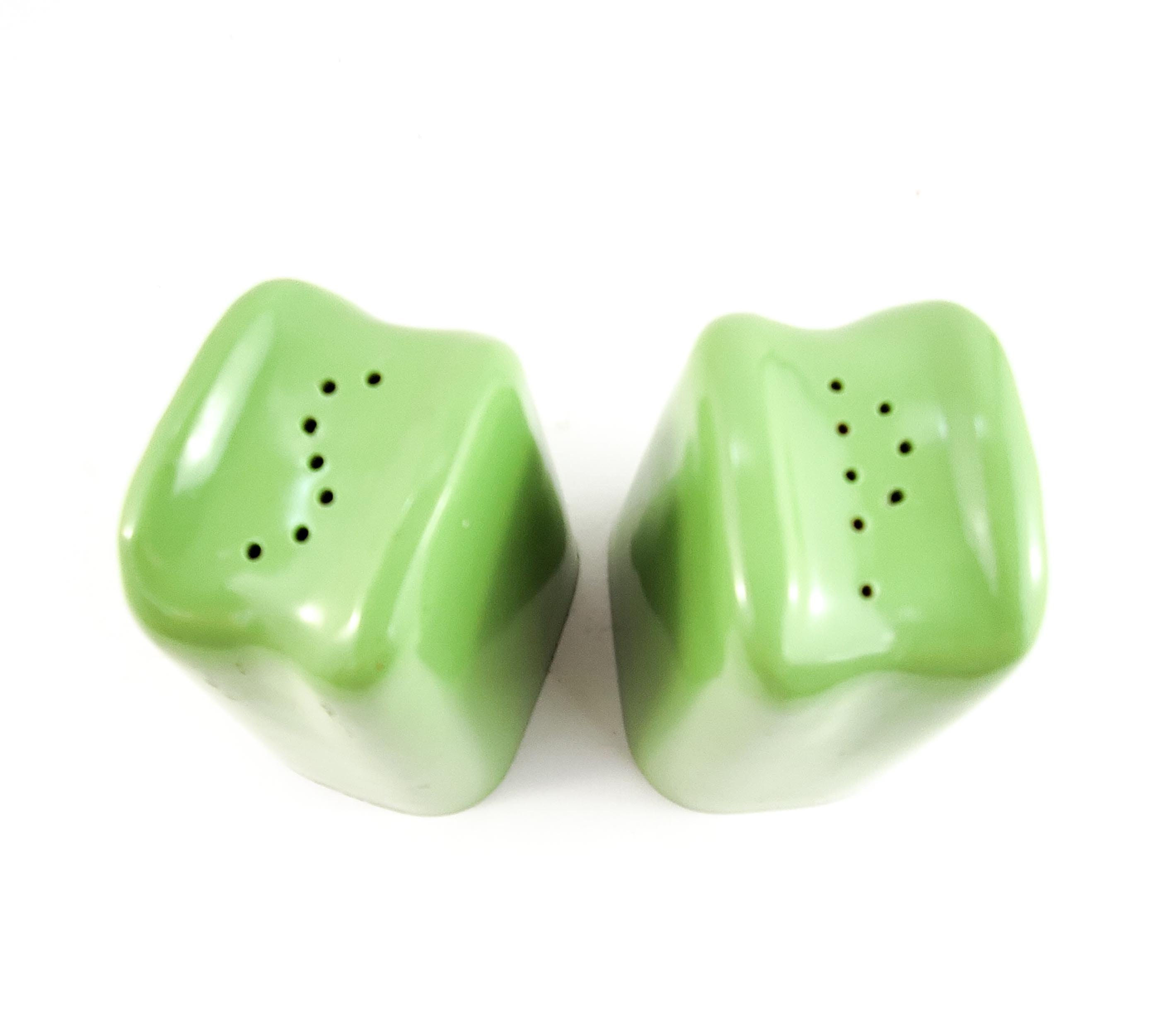 Simple MCM Green Salt and Pepper Shakers with Stoppers