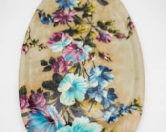 Vintage Mid Century Modern Floral Acrylic 70's Tray/Platter with Floral Design