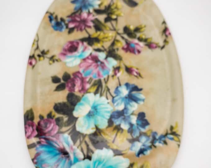 Vintage Mid Century Modern Floral Acrylic 70's Tray/Platter with Floral Design