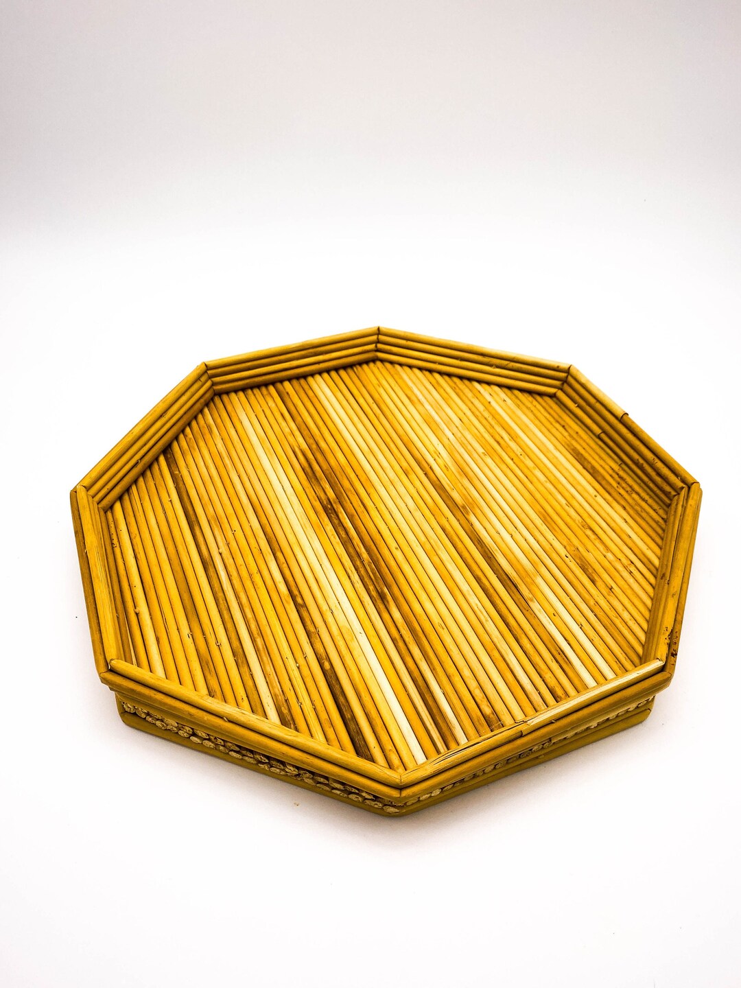 Bamboo Rattan Hexagonal Tray Boho Rustic Organizer Etsy