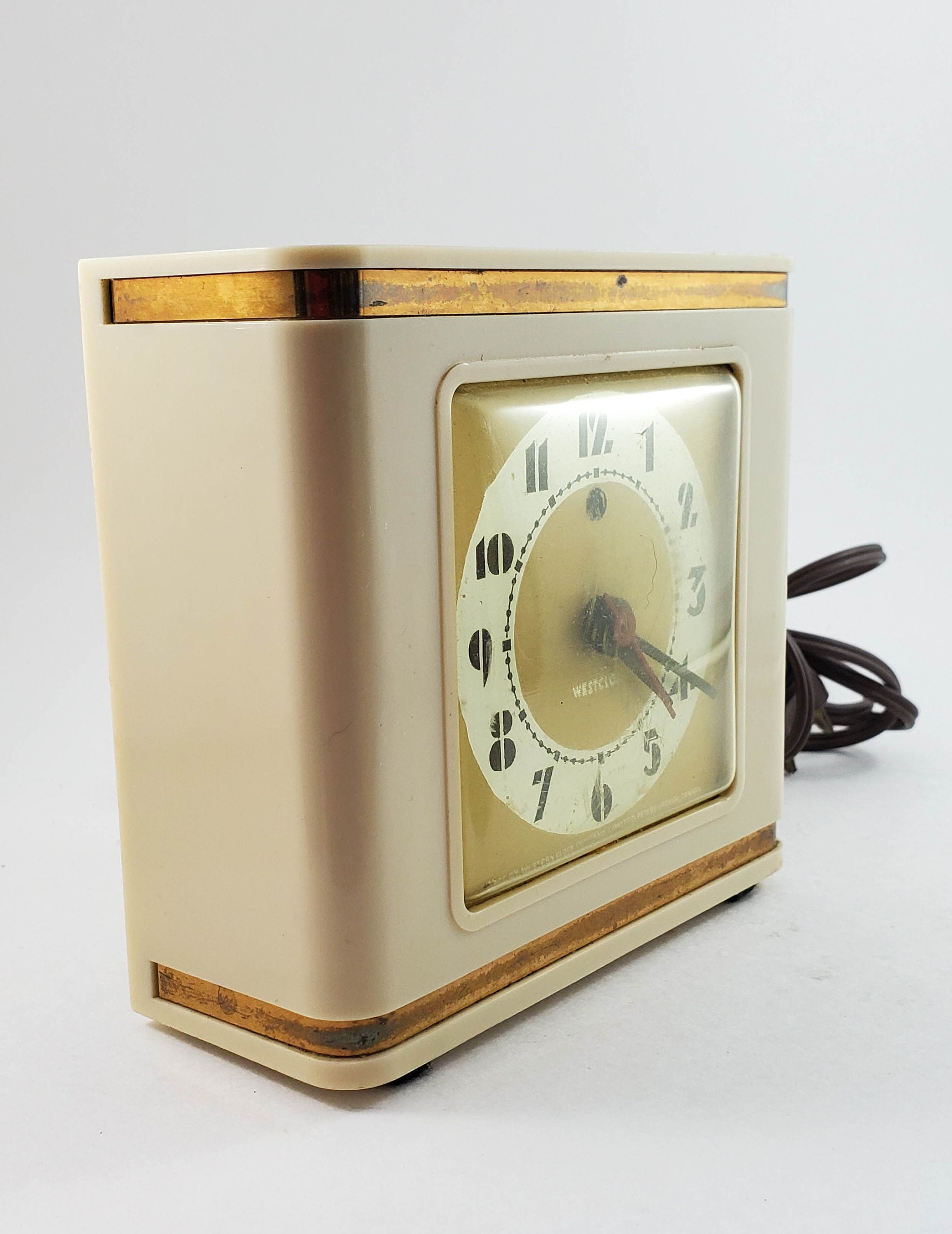 Vintage Westclox Electric Alarm Clock with Copper Banding, Peterborough