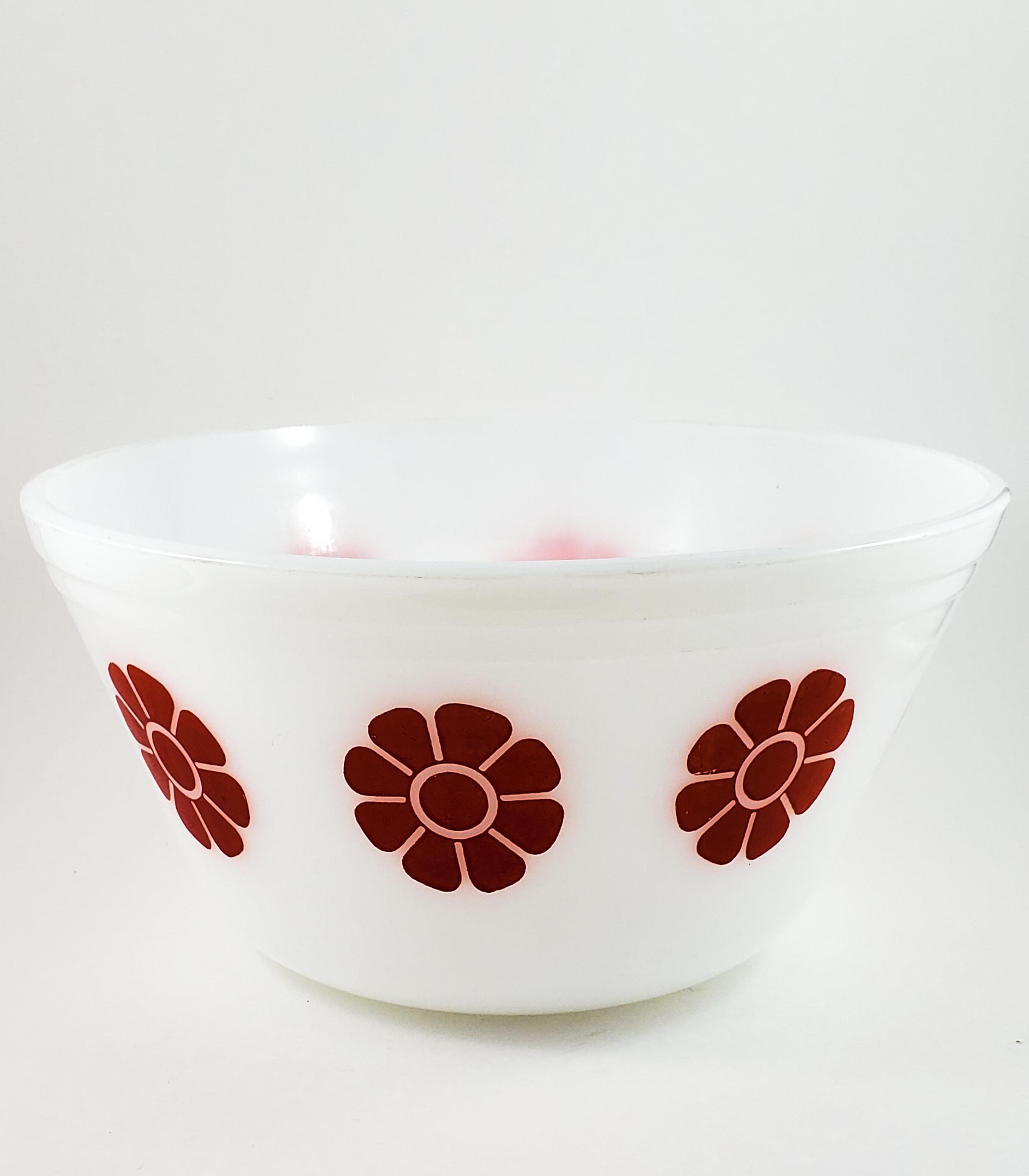 Vintage Federal Daisy Heat Proof Bowls Federal Glass in Red and Yellow