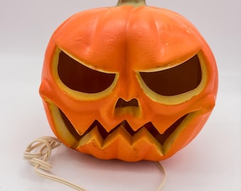 Vintage Blo Mold electric lighted Jack O' Lantern, Lighted Halloween Pumpkin