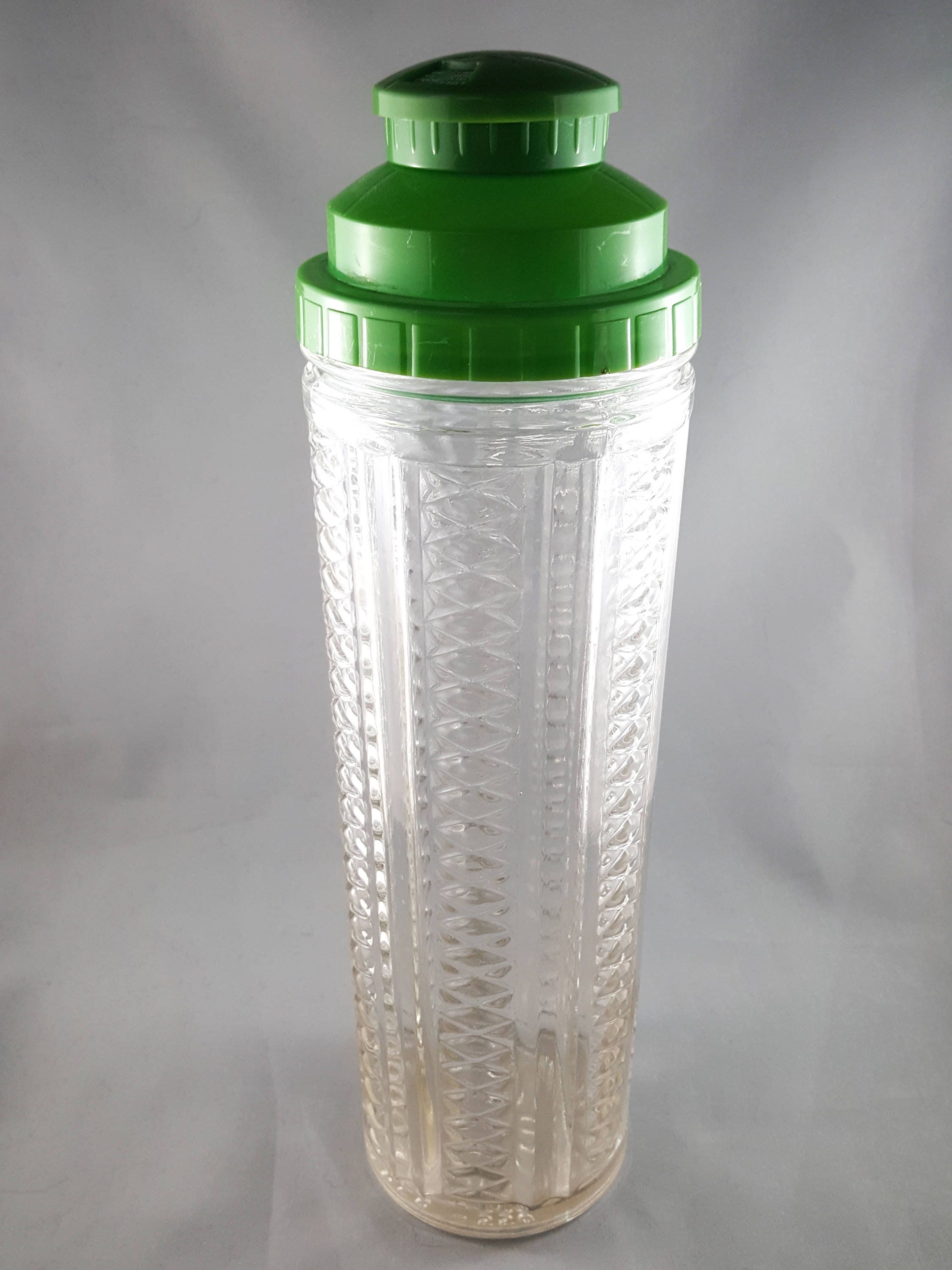 Medco Cocktail Shaker Skyscraper Art Deco Cut Glass Barware 1930s mid