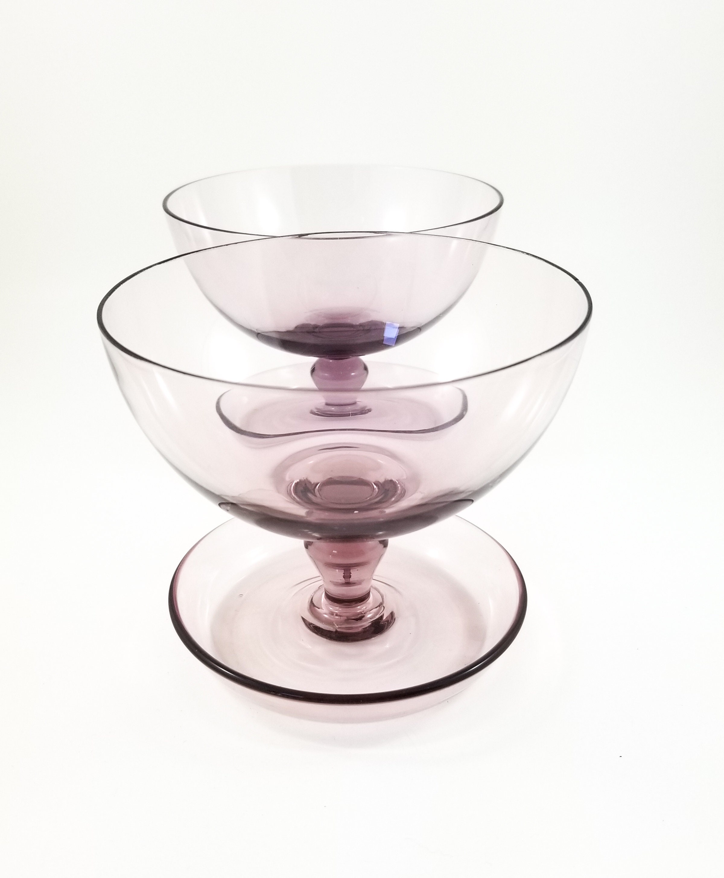 8 Multicoloured Glass Sherbet Ice Cream Cups with attached base