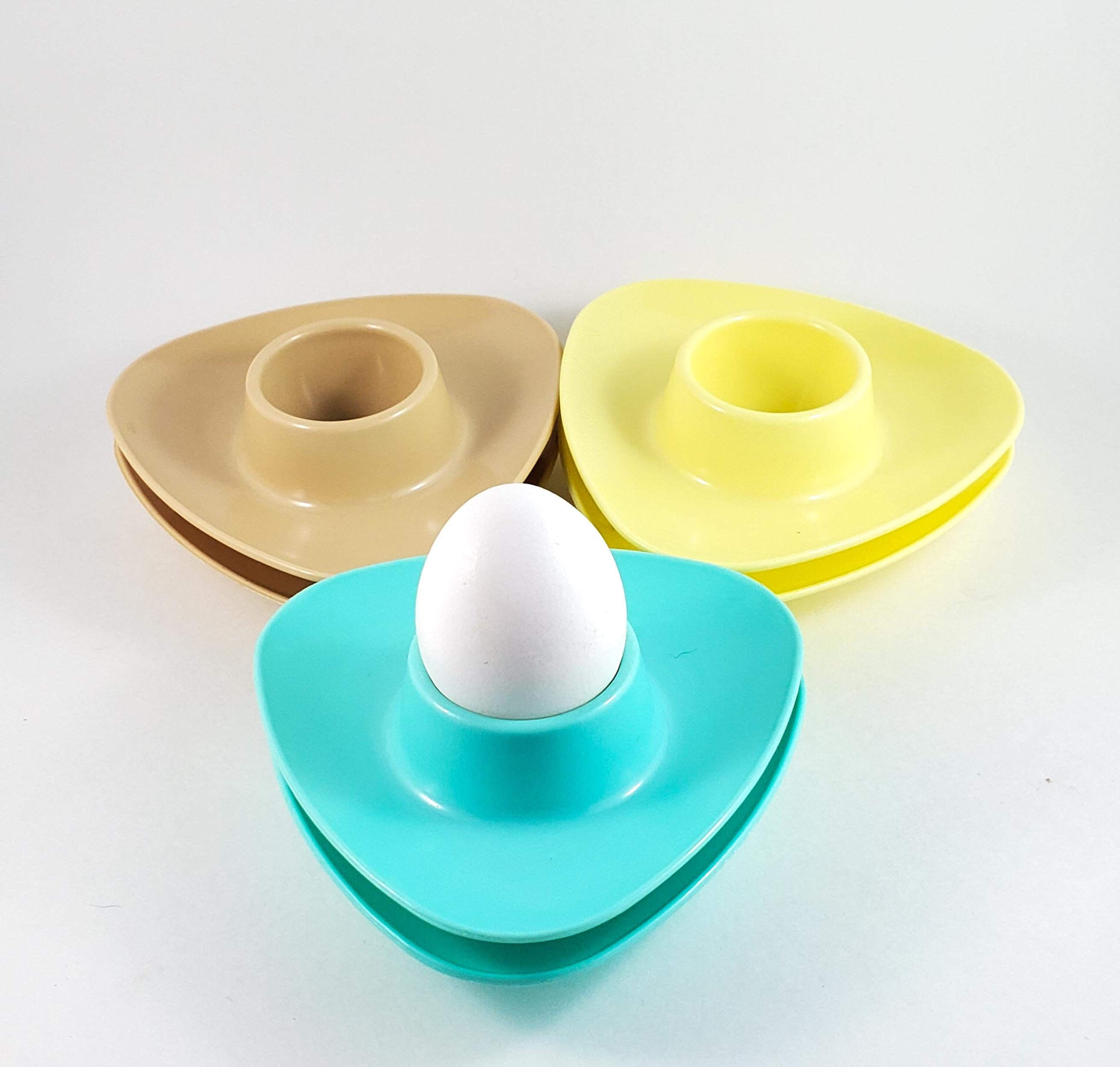 Mid Century Plastic Egg Cups Set of Three Pastel Colors Plastic Egg