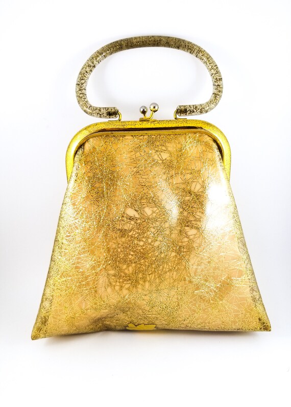 Vintage Stunning 1960's Gold Plastic Handbag/Purse