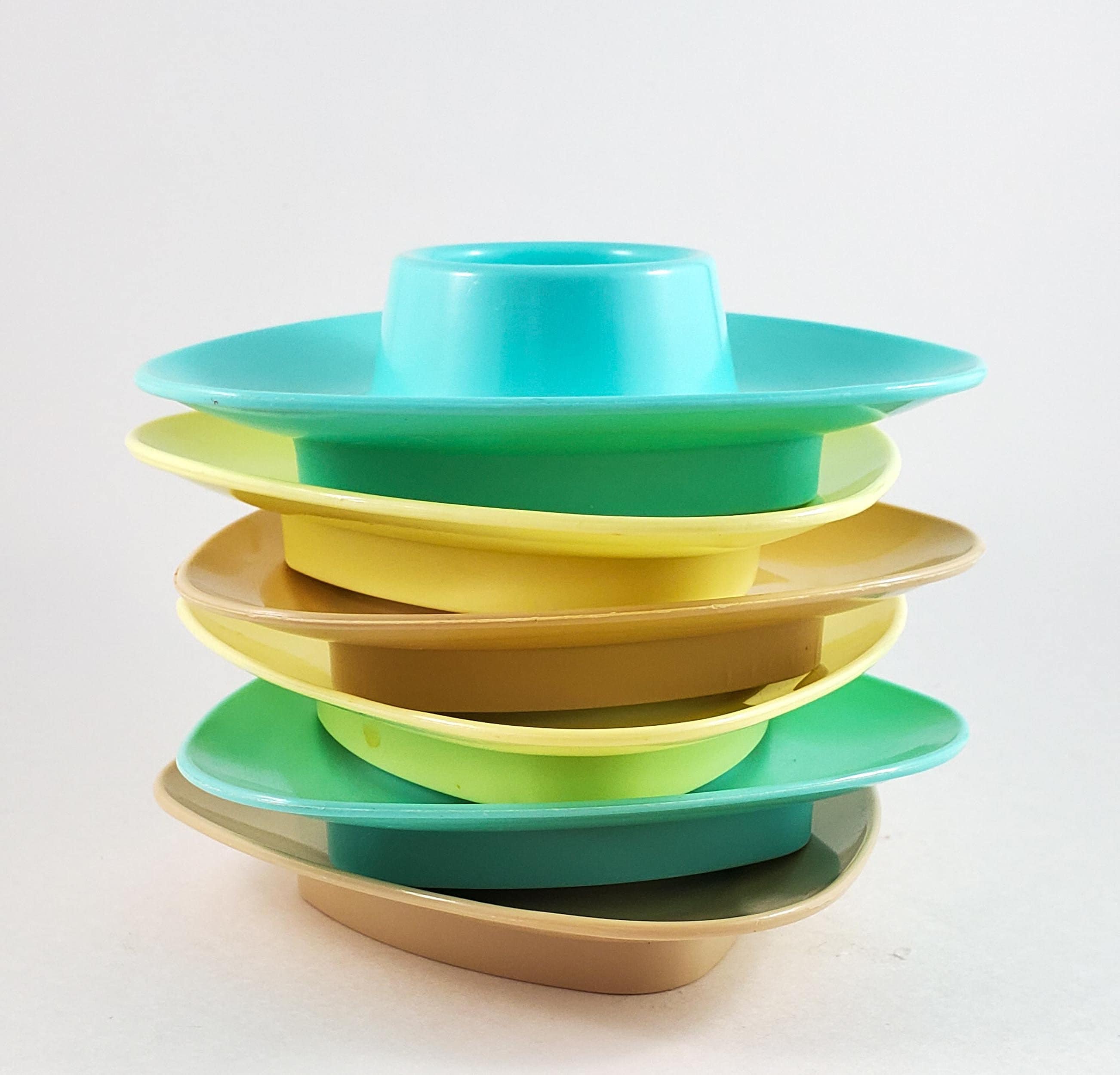 Mid Century Plastic Egg Cups Set of Three Pastel Colors Plastic Egg