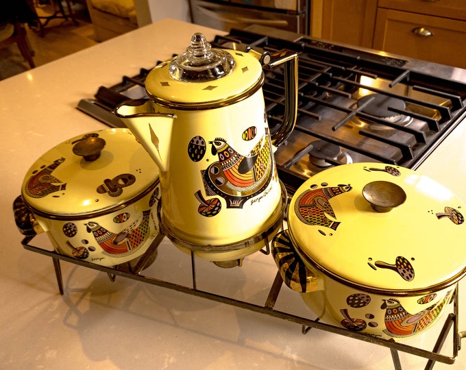 Fabulous George Briard Double Chafing Pots and Coffee Pot for Buffet with Bottom Burners