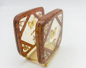Wonderful Lucite Encased Wondermold  Lucite/Resin  Napkin/Letter Holder Vintage 1960s