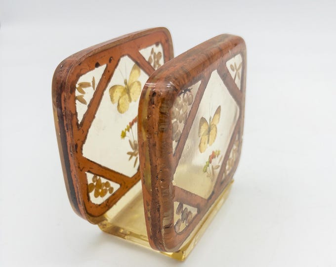 Wonderful Lucite Encased Wondermold  Lucite/Resin  Napkin/Letter Holder Vintage 1960s