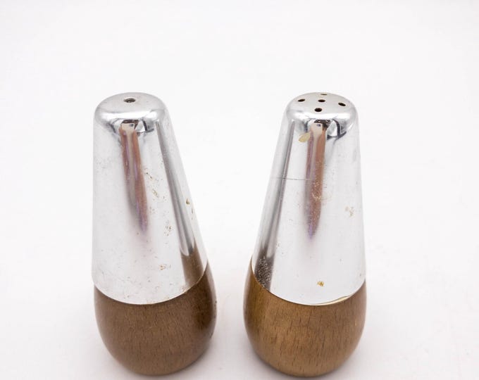 Gorgeous Danish Mid Mod Teak Salt and Pepper Shakers with Chrome tops and stoppers