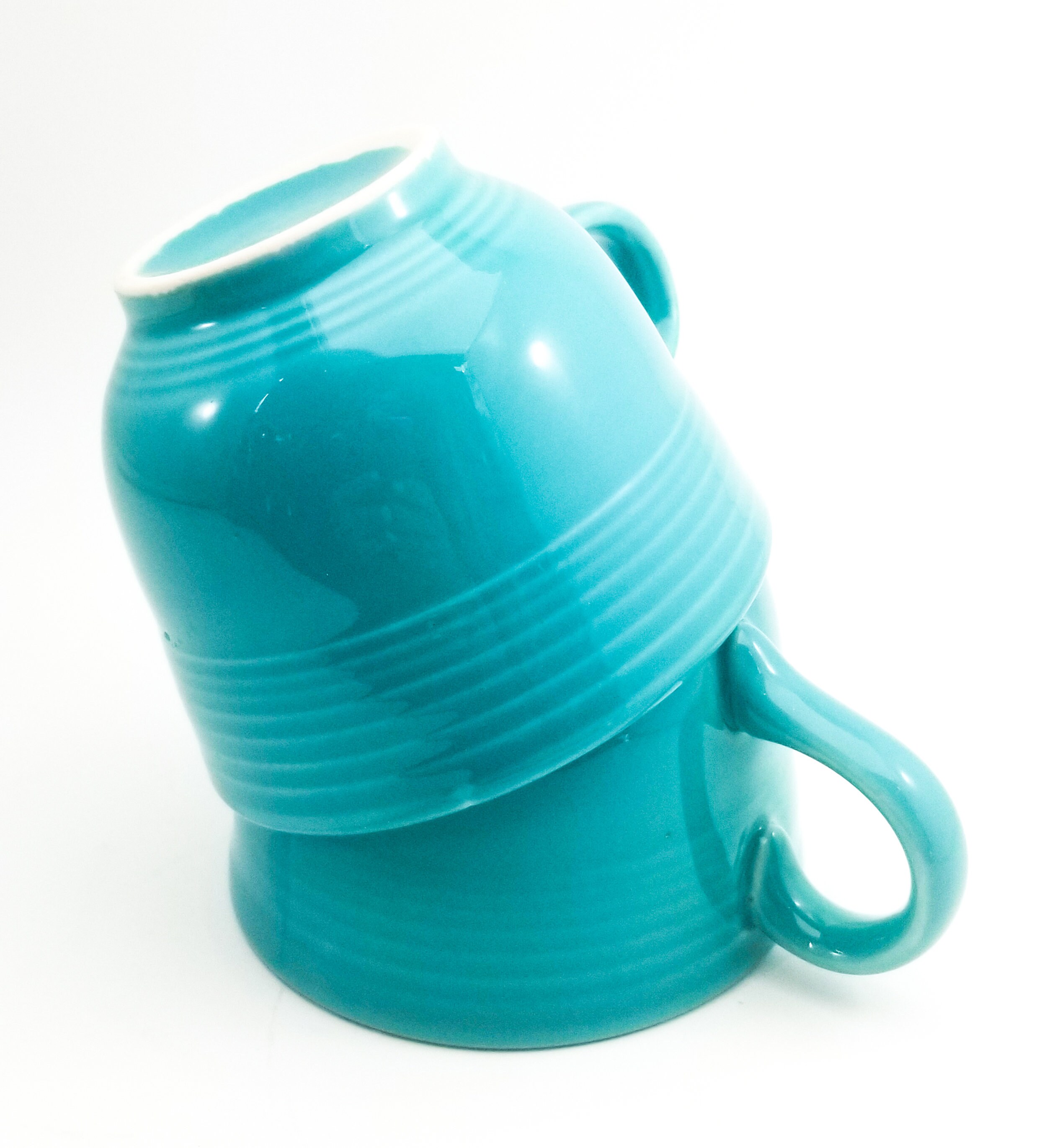 Beautiful Vintage Fiesta Ware Turquoise Blue Tea Cups Made by Homer