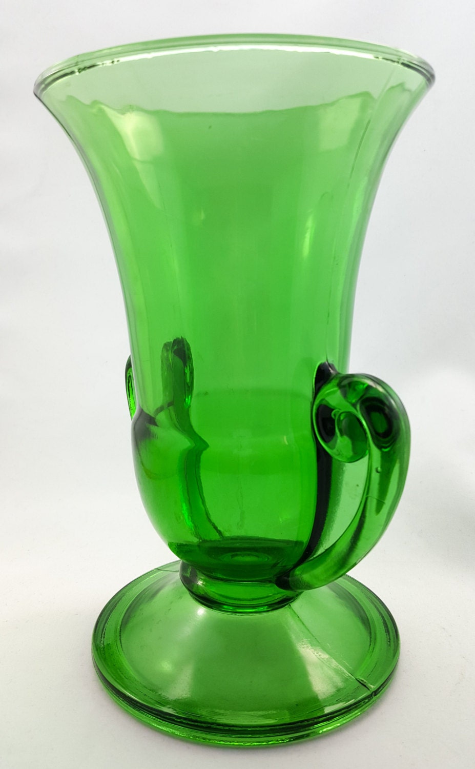 Moulded Emerald Green Glass Flower Vase
