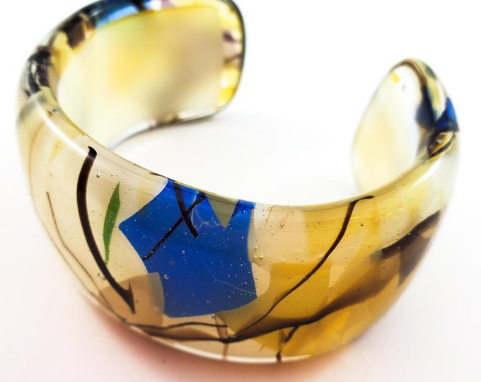 Stunning Glass Hand Painted Demi Bangle/ Bracelet