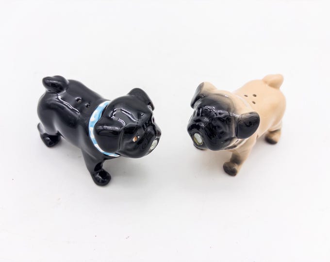 Vintage Pugs Salt and Pepper Shakers with magnetized snouts