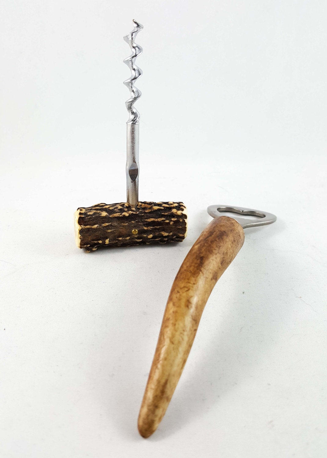 Antler Corkscrew, Bottle Opener and Stand