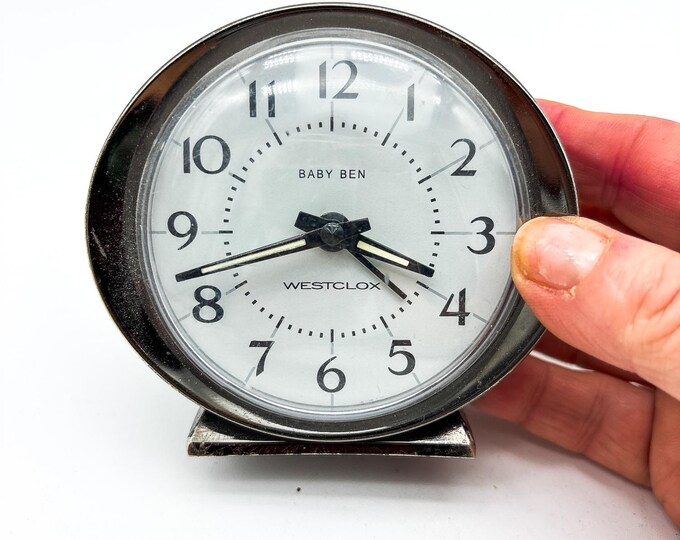 Classic Old School Westclox Baby Ben Alarm Clock with silver frame