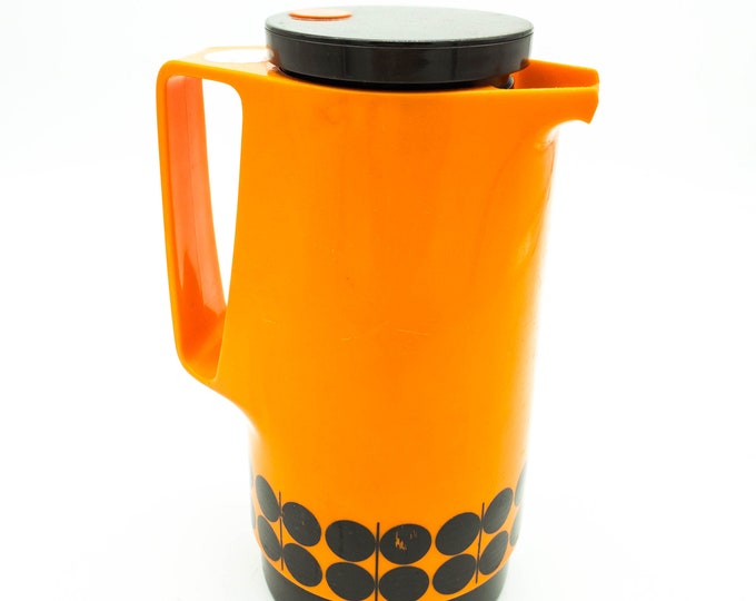 Vintage Mid Century Orange Thermo  Insulated Thermos