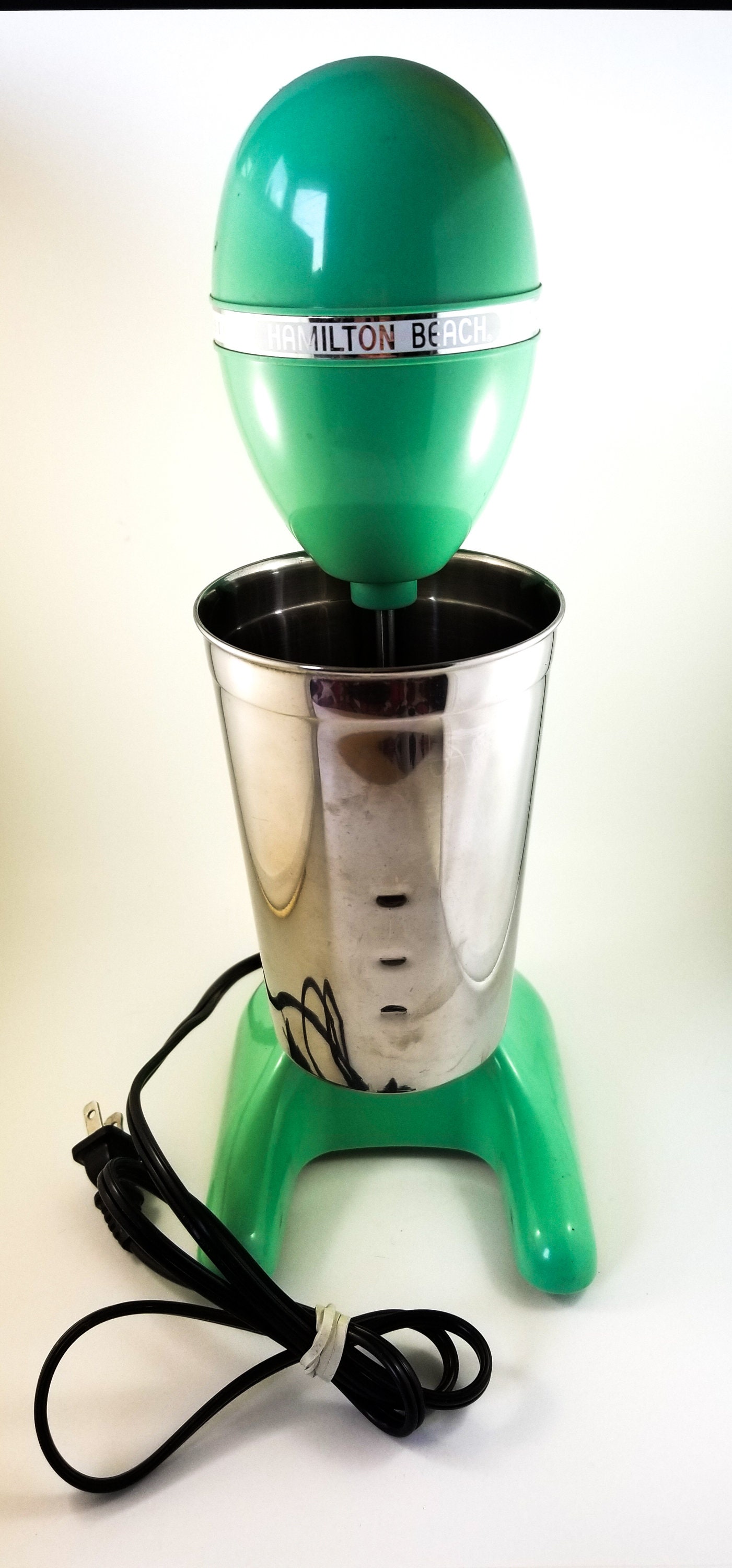 Hamilton Beach Aqua Milkshake Drink Master Stainless Steel Mint Turquoise 2 speeds 20oz. cup