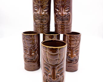 Very cool Ceramic Tiki Glasses x6