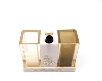 Push Button "God Bless our Home" Salt and pepper shaker