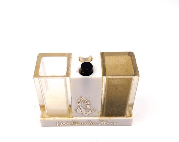 Push Button "God Bless our Home" Salt and pepper shaker