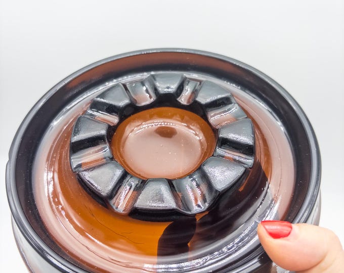 Super Cool Mid Century Ashtray in Luminous Amber Glass