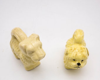 Adorable yellow Dog Salt and Pepper Shakers with Stoppers