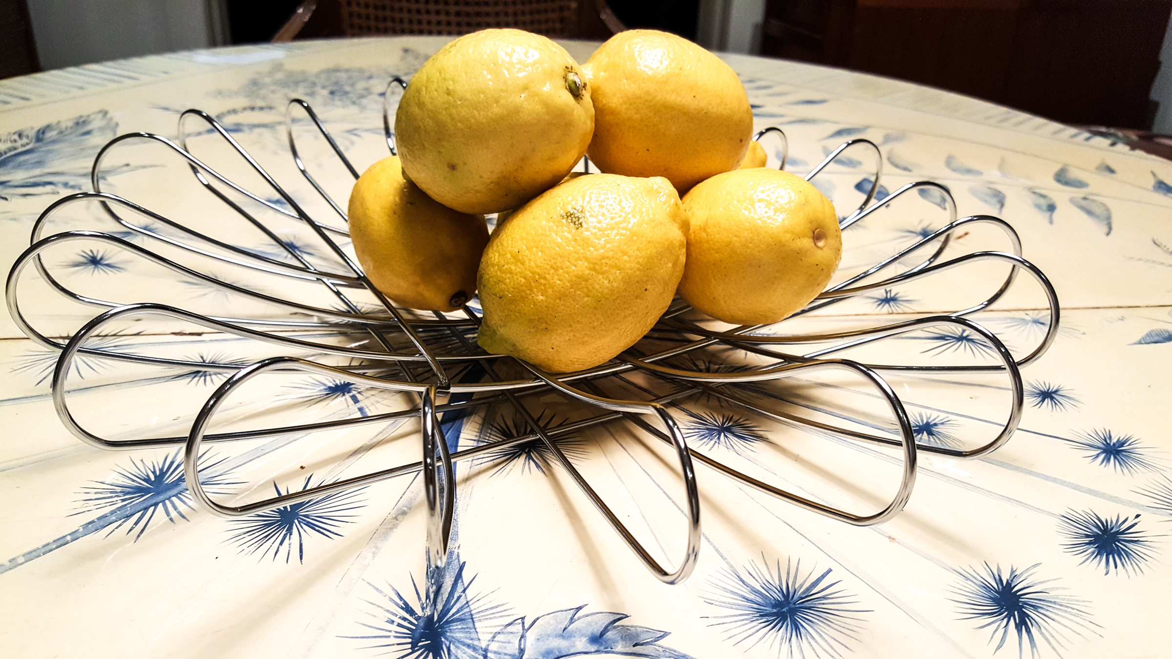Chrome Mid Century Wire Fruit Bowl