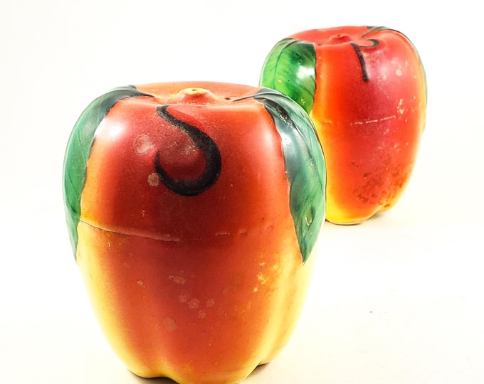 Vintage Large Apple Salt and  Pepper Shakers