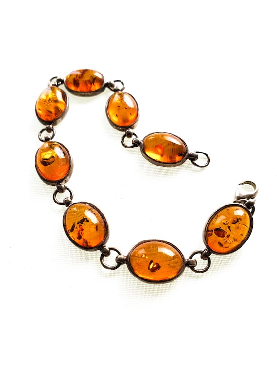 Stunning Baltic Amber and Sterling Silver Bracelet - image 1