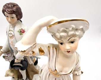 Vintage Fabulously Kitch 19th Century Figurines. 19th century Man and Woman Figurines.