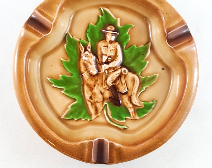 Beauty of a Mid Century Round Mountie Novelty Ashtray/Trinket Dish