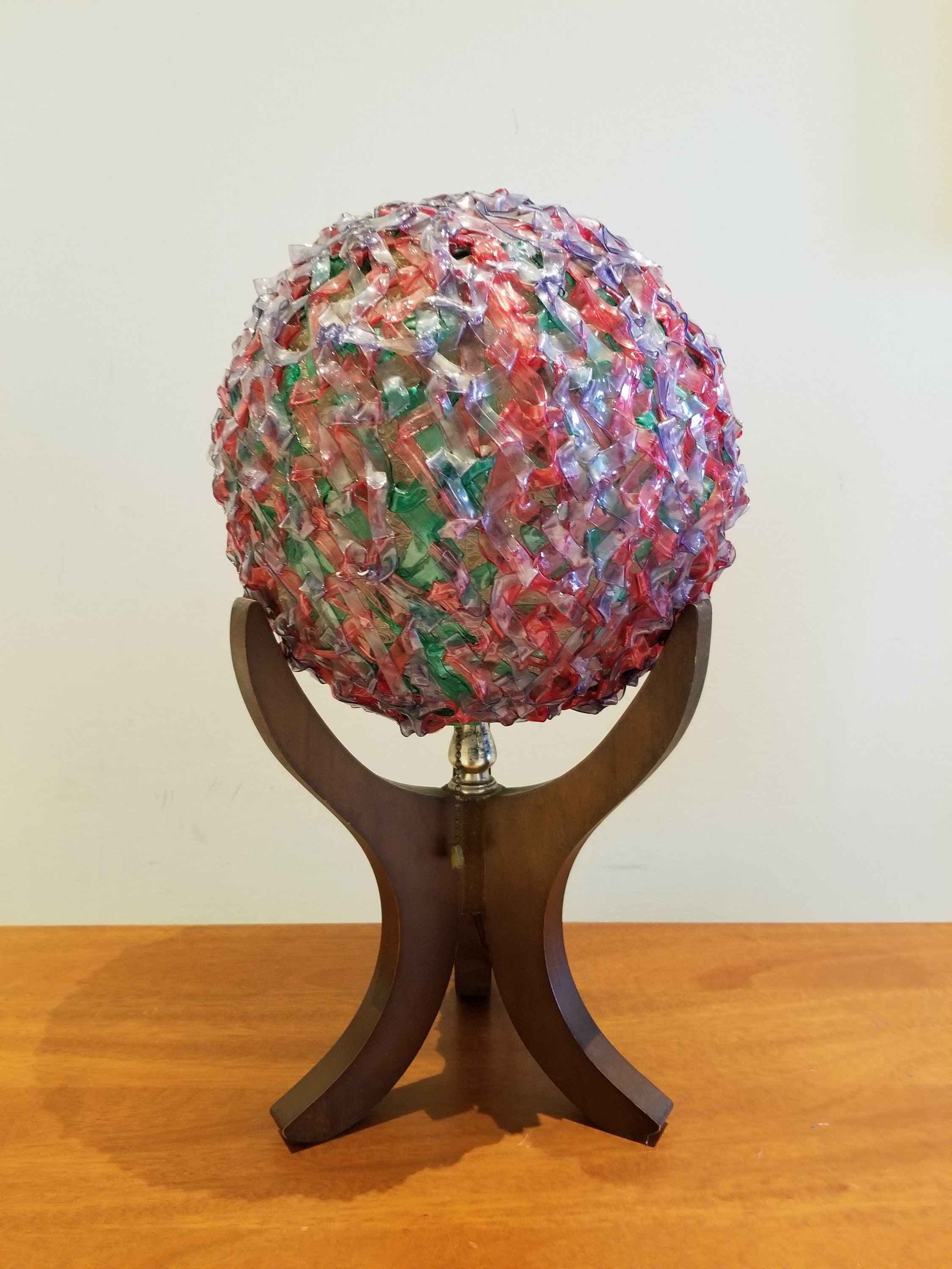 Fabulous Vintage Spaghetti Globe Light/ Fiberglass Spun Resin Light
