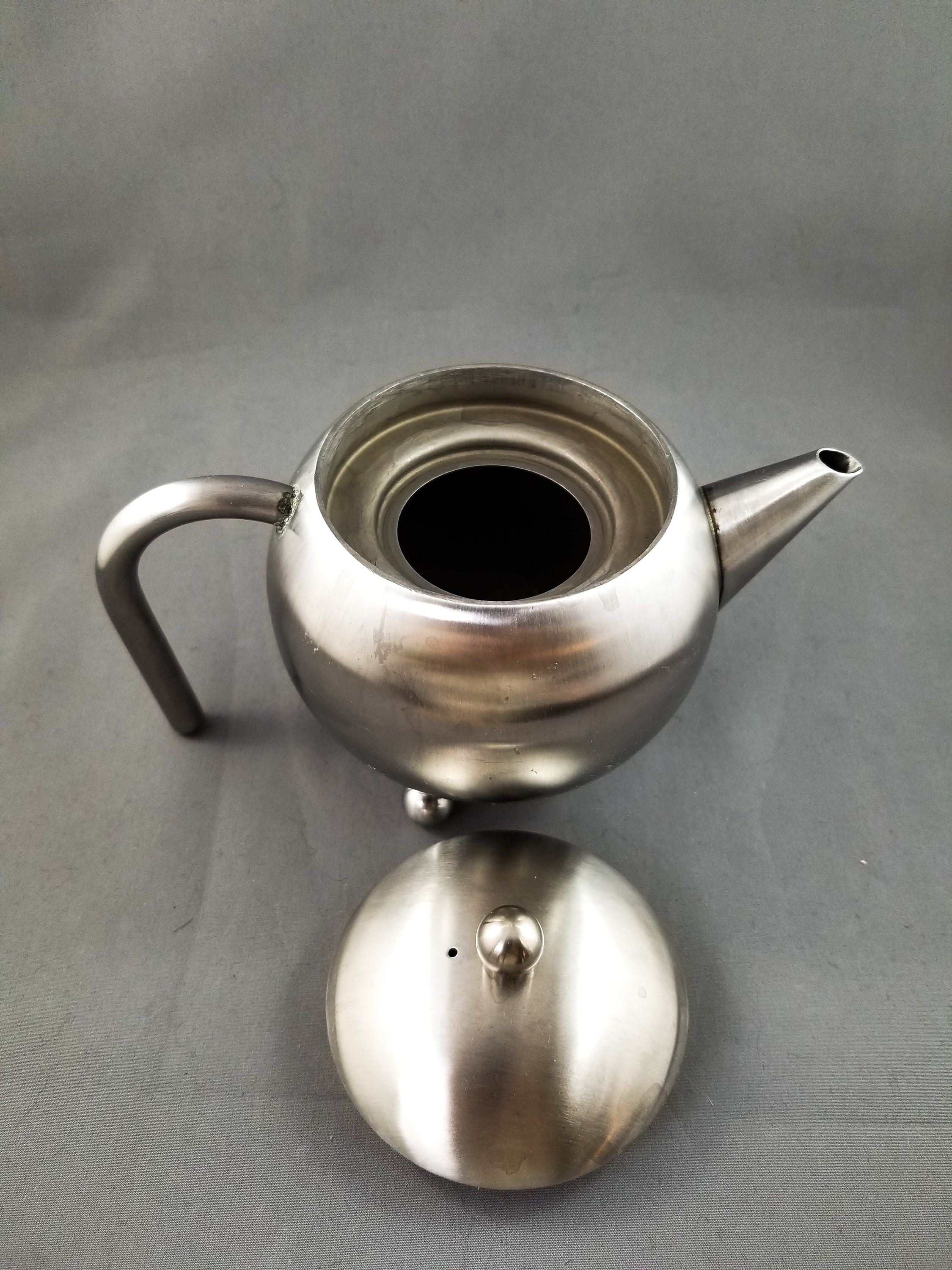 Original Retro Round Teapot 1978 Stainless Steel 24oz 1980s
