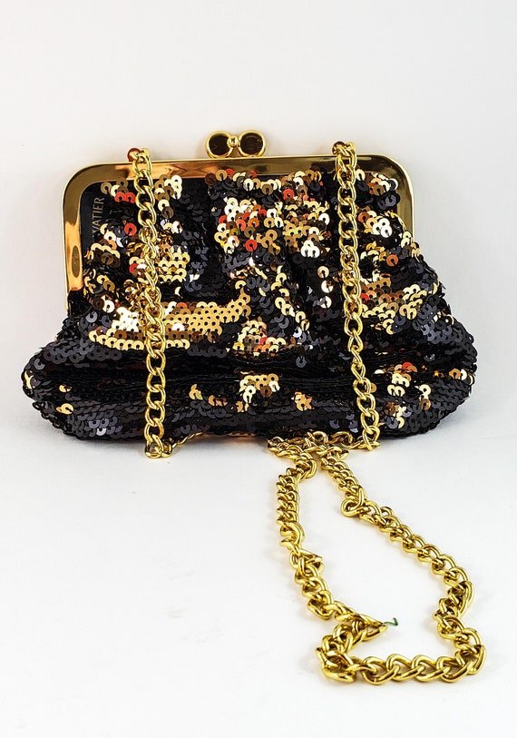 Magnificent Hand Sequinned Gold and Black  Evenin… - image 3