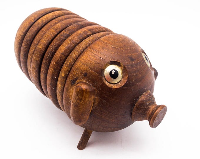 Super Fun Piggie Vintage Teak Wood Coasters