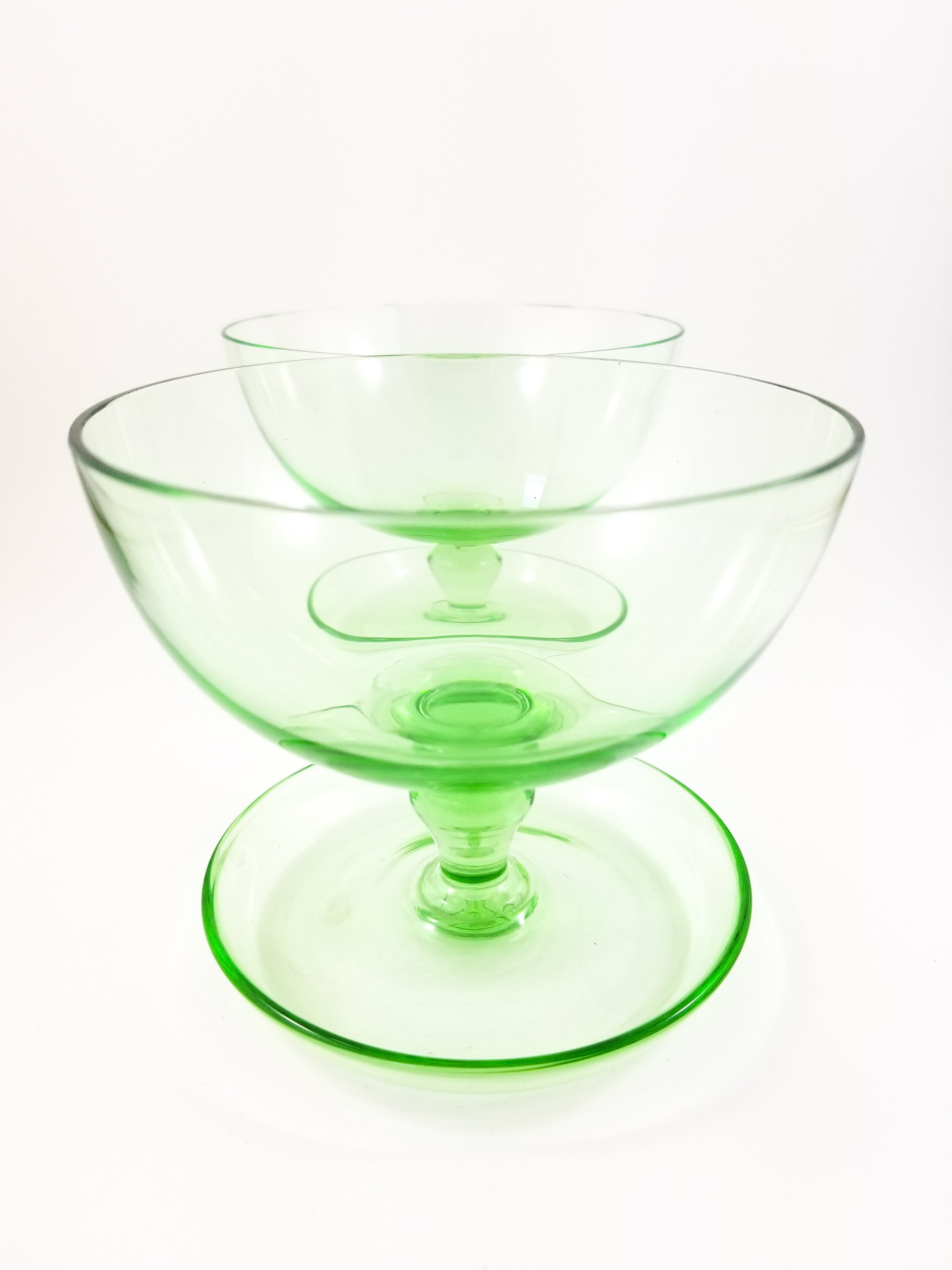 8 Multicoloured Glass Sherbet Ice Cream Cups with attached base