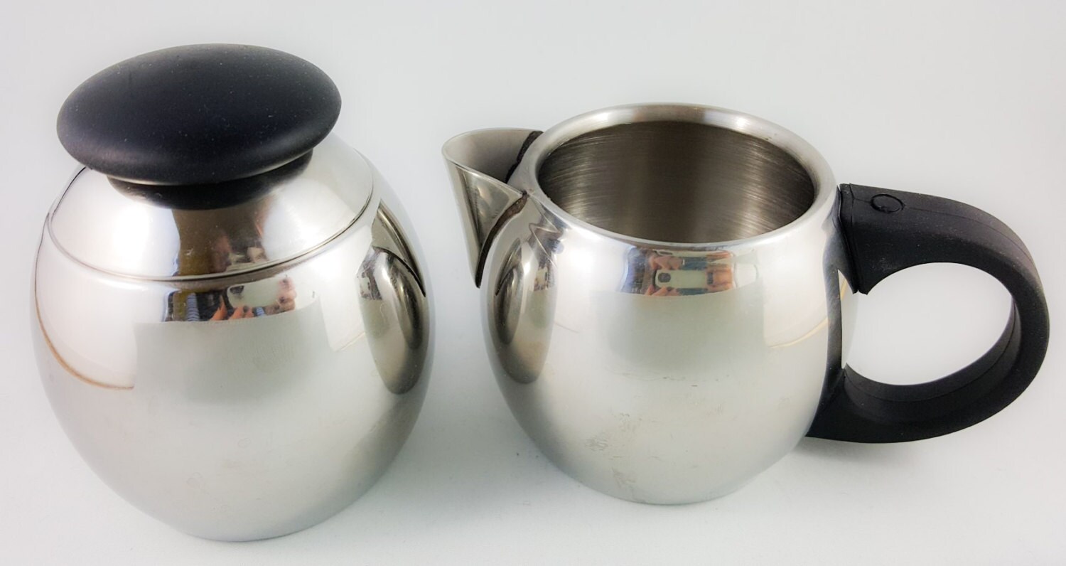 Chrome Cream and Sugar Set with Tray